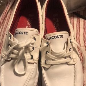 Lacoste white boat shoes